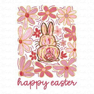 Happy Easter Png, Glitter Easter Png, Retro Easter Png, Easter Bunny Coquette Png, Easter Vibes Png, Easter Bunny Png, Boho Floral Bunny Png