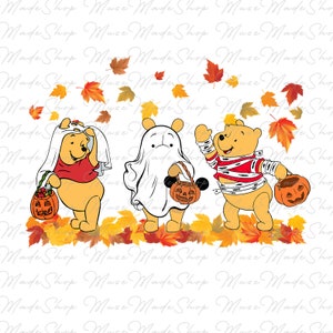 Retro Bear Ghost Halloween Png, Halloween Cartoon Png, Bear Fall Png, Halloween Png, Autumn Pumpkin Png, Spooky Season Png, Fall Png