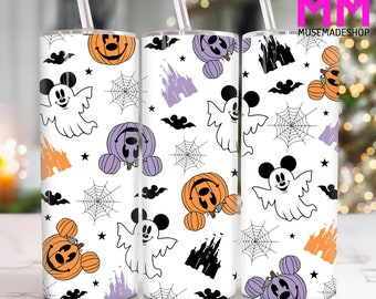 Halloween Mouse Ghost 20 oz Skinny Tumbler Png, Halloween Cartoon 20oz Tumbler Png, Horror Halloween Straight and Taper Tumbler Wrap