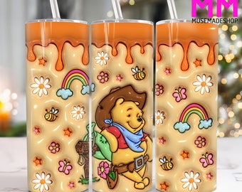 3D Inflated Cartoon 20 oz Skinny Tumbler Png, Cartoon Characters 20oz Tumbler Png, Straight and Taper Tumbler Wrap, 3D 20oz Tumbler Wrap
