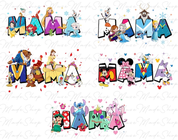 Cartoon Princess Mama Png, Retro Mama Png, Mother's Day Shirt Png, Happy Mother's Day Png, Mom Png, Family Vacation Png, Princess Mom Png