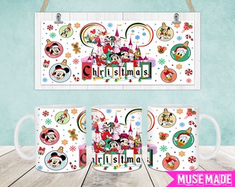 Christmas Cartoon Mug Wrap, Christmas 11oz & 15oz Mug Template, 11oz Mug Png, 15oz Mug Png, Coffee Mugs Png, Mug Press Sublimation Wrap