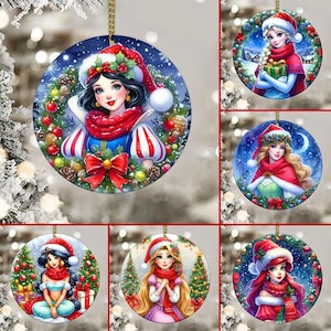 Pack 6 Prinzessin Weihnachten Ornament Png, Weihnachten Freunde Ornament Png, Weihnachten Ornament Png, Cartoon Weihnachten Ornament Png