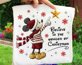 Faux Yarn Christmas Mouse Png, Christmas Cartoon Png, Crochet Magical Christmas Png, Christmas Family Trip png, Christmas Mouse and Friends