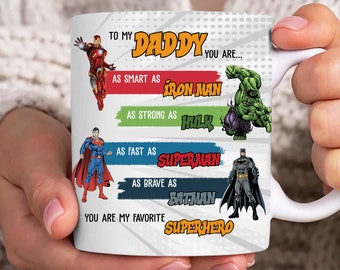 Superhero Dad 11oz Mug Wrap, 11oz Mug Template, Super Dad 11oz Mug Png, Fathers Day Coffee Mugs Png, Father Hand Mug, Dad Mug Wrap