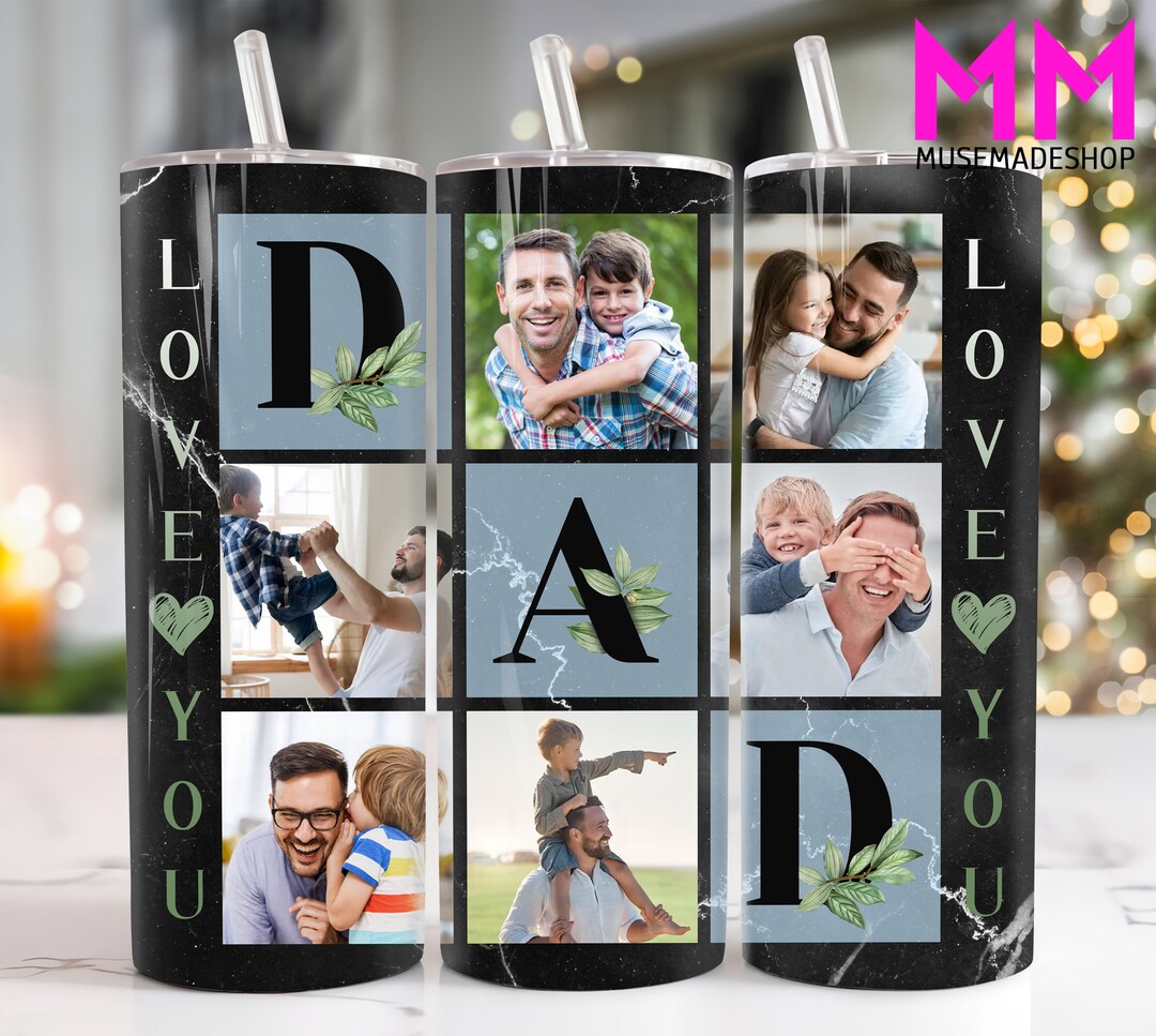 Custom Dad Photo 20 Oz Skinny Tumbler Png, Fathers Day 20oz Tumbler Png ...
