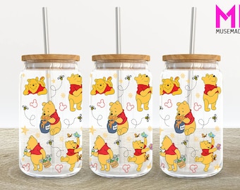 Cartoon Characters 16oz Glass Can Wrap, Cartoon 16 oz Glass Can Png, 16 oz Libbey Glass Can Wrap, 16 oz Tumbler Wrap Png, Sublimation Design