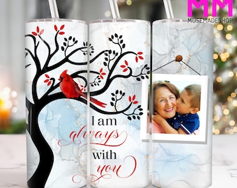 Custom Memorial Photo 20 oz Skinny Tumbler Png, In Loving Memory 20oz Tumbler Png, Straight and Taper Tumbler Wrap, Memorial 20oz Tumbler