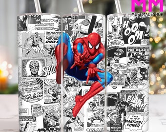 Gobelet skinny super-héros 20 oz, PNG, Gobelet personnages de films 20 oz PNG, Gobelet emballé droit et effilé Heroes, Gobelet personnages de dessins animés