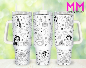 Cartoon Characters 40oz Tumbler Png, Princess Tumbler 40oz Png, Movies Characters 40oz Tumbler Wrap, Cartoon 40oz Quencher Tumbler Wrap