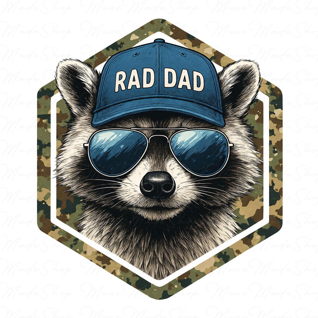 Rad Dad Png, Camo Dad Png, Retro Dad Png, Cool Dad Png, Funny Raccoon ...