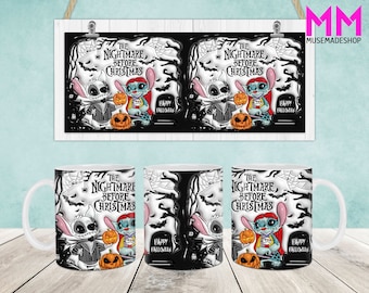 Horror Characters 3D Inflated Mug Wrap, 11oz & 15oz Mug Template, Halloween 3D Puff 11oz Mug Png, 15oz Mug Png, Coffee Mugs Png, Mug Press
