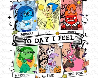 Hoy me siento como Halloween Png, Cartas del Tarot de personajes de dibujos animados Png, Vibraciones espeluznantes Png, Emociones de Halloween Png, Dibujos animados de Halloween Png, Dibujos animados Png