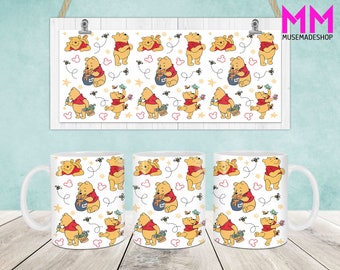 Cartoon Characters Mug Wrap, Cartoon 11oz & 15oz Mug Template, 11oz Mug Png, 15oz Mug Png, Coffee Mugs Png, Mug Press Sublimation Wrap