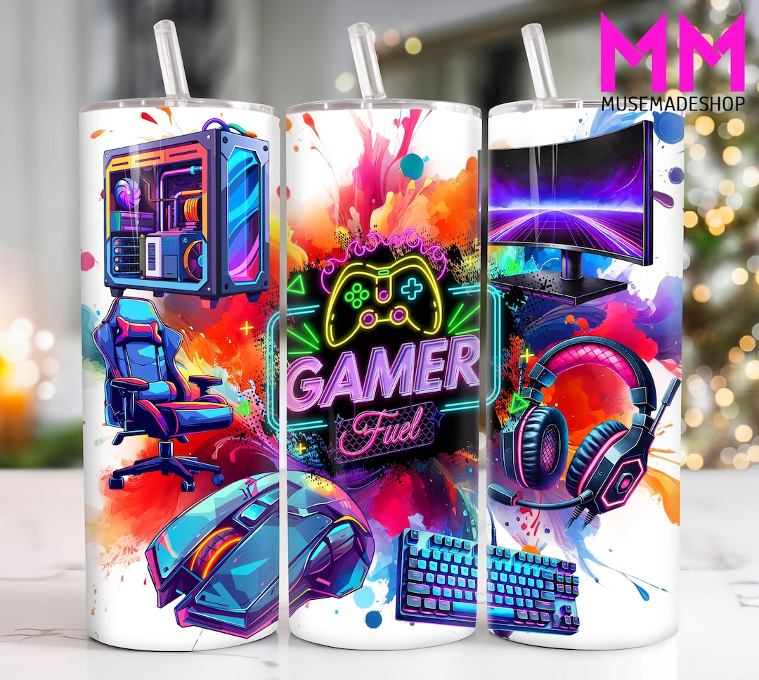 Gaming Gear 20 Oz Skinny Tumbler Png, Gamer Fuel 20oz Tumbler Png ...