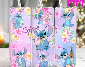 Postacie z kreskówek 20 oz Skinny Tumbler Png, Para z kreskówek 20 oz Tumbler Png, Tropikalny kwiatowy prosty i stożkowy Tumbler Wrap