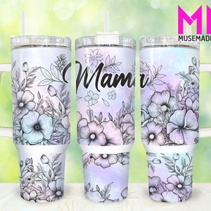 Wildflower Mama 40oz Tumbler Png, Mom Tumbler 40oz Png, Floral Mom 40oz Tumbler Wrap, Mothers Day 40oz Quencher Tumbler, Mom Tumbler