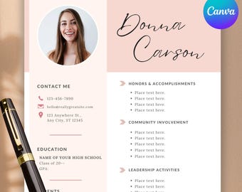 Sorority Resume Template: Canva Cover Letter, Rush Recruitment
