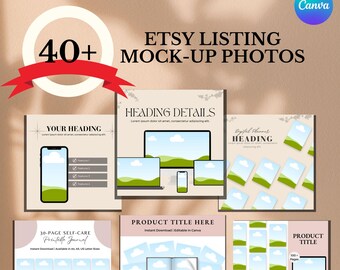 Etsy Product Mockup Templates Bundle: Canva Listing Photo Displays (Digital Download)