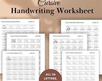 Cursive Alphabet Handwriting Practice Worksheets (Digital Download)