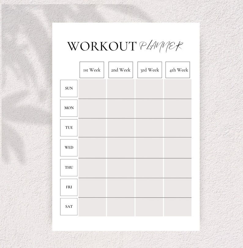 Workout Writing Printable Workout Planner | Weekly, Monthly Fitness Tracker (digital ...
