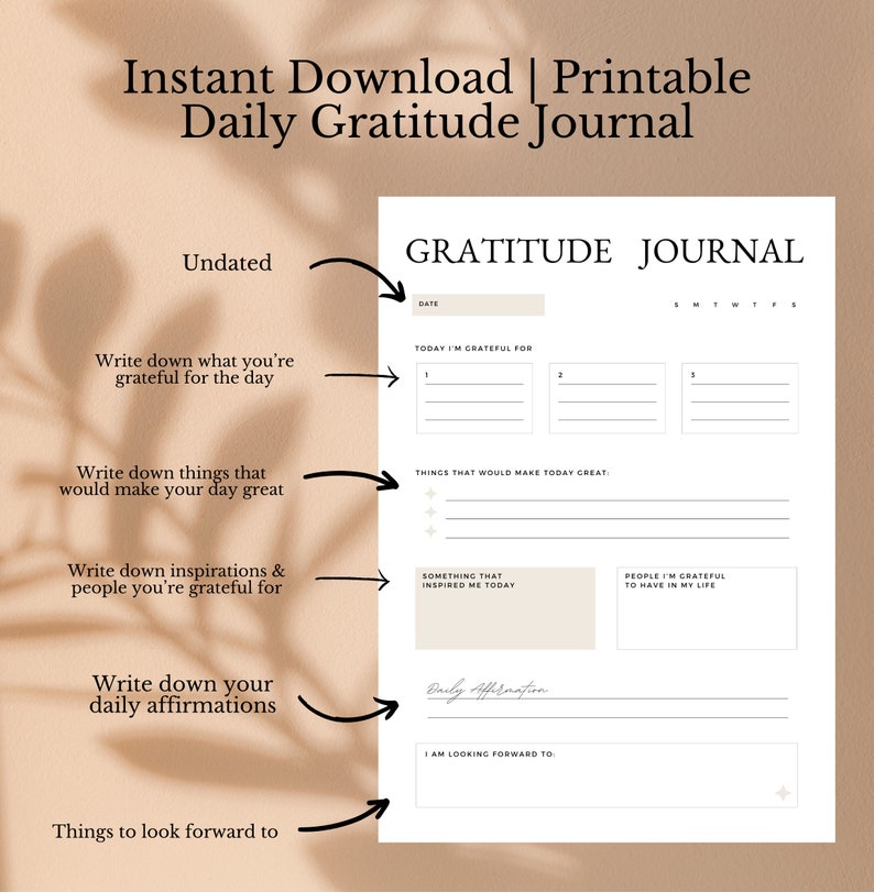 Digital Gratitude Journal Printable Daily Gratitude Journal, Goodnotes ...