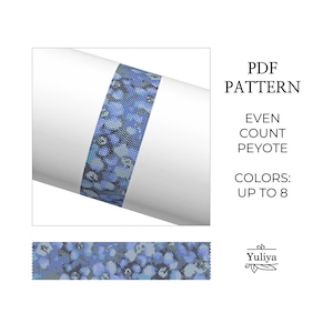 Bracelet peyotl fleur bleu motif PDF motif floral régulier pour perles Delica tableau de perles de rocaille bijoux faits main Bracelet peyotl DIY