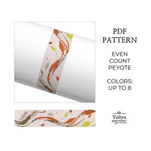 Sakura Peyote Bracelet Pattern, Floral Peyote Bracelet, Beaded Bracelet Pattern, Flower Peyote, Delica Pattern, Even Count Peyote bracelet