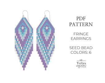 Brick stitch earrings pattern, Fringe earrings pattern, Romantic earrings pattern, Seed bead pattern, Boho earrings pattern, Native earrings