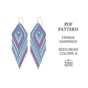 Brick stitch earrings pattern, Fringe earrings pattern, Romantic earrings pattern, Seed bead pattern, Boho earrings pattern, Native earrings