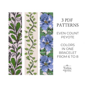 Peyote Bracelet Pattern, Flower Peyote Design, Beaded Bracelet Pattern, Flower Peyote, Seed Bead Pattern,Even Count Stitch,Peyote bracelet