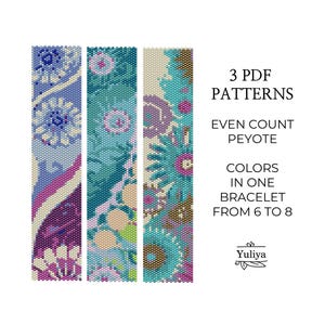 Abstract Peyote Bracelet Pattern, Peyote Design, Beaded Bracelet Pattern, Floral Peyote, Seed Bead Pattern,Even Count Stitch,Peyote bracelet