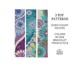 Abstract Peyote Bracelet Pattern, Peyote Design, Beaded Bracelet Pattern, Floral Peyote, Seed Bead Pattern,Even Count Stitch,Peyote bracelet