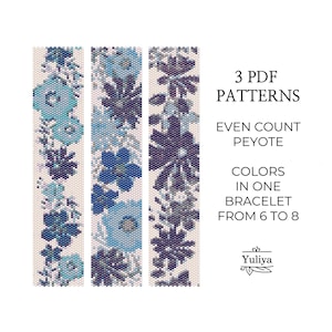 Peyote Stitch Bracelet Pattern, Flower Design, Beaded Bracelet Pattern, Floral Beadwork, Seed Bead Pattern,Even Count Stitch,Peyote bracelet