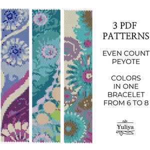 Abstract Peyote Bracelet Pattern, Peyote Design, Beaded Bracelet Pattern, Floral Peyote, Seed Bead Pattern,Even Count Stitch,Peyote bracelet