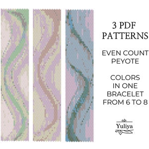 Abstract Floral Peyote Bracelet Pattern PDF Narrow Even Count Design for Delica Beads Seed Bead Chart Simple Handmade Jewelry DIY Accessory