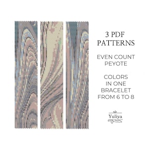 Floral Abstraktes Peyote Armband Muster PDF schmal Even Count Delica Beads einfache Rocailles Perle Graph für handgemachten Schmuck-Design