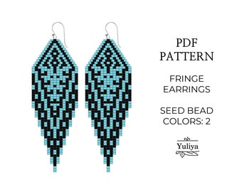 Fringe earrings pattern, Brick stitch patterns, Halloween earrings pattern, Seed bead pattern, White witch beaded pattern,Native earrings