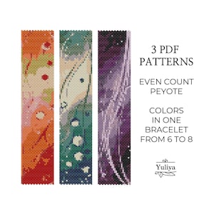 Abstract Peyote Bracelet Pattern, Floral Peyote, Beaded Bracelet Pattern, Simple Peyote, Narrow Peyote bracelet, Abstract Design Peyote