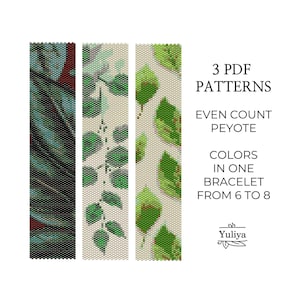 Blatt Peyote Armband Muster,Blätter Design, Perlen Armband Muster, Peyote Perlenarbeit, Rocailles Perlenmuster, Even Count Stitch, Peyote Armband