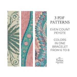 Peyote Bracelet Pattern, Flower Peyote Design, Beaded Bracelet Pattern, Flower Peyote, Seed Bead Pattern,Even Count Stitch,Peyote bracelet