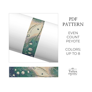 Abstract Peyote Bracelet Pattern, Floral Peyote, Beaded Bracelet Pattern, Simple Peyote, Narrow Peyote bracelet, Abstract Design Peyote