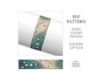 Abstract Peyote Bracelet Pattern, Floral Peyote, Beaded Bracelet Pattern, Simple Peyote, Narrow Peyote bracelet, Abstract Design Peyote