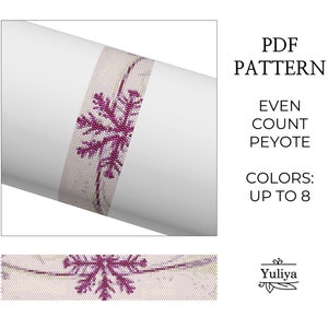 Snowflake Peyote Bracelet Pattern PDF Christmas Holiday Design for Delica Beads Seed Bead Chart New Year Jewelry Peyoted Bracelet DIY Gift