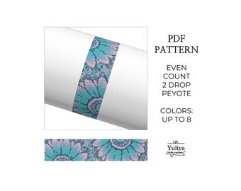 2 Drop Peyote Bracelet Pattern, Abstract Design, Peyoted Bracelet Pattern, Floral Peyote, Seed Bead Pattern,Even Count, Peyote bracelet