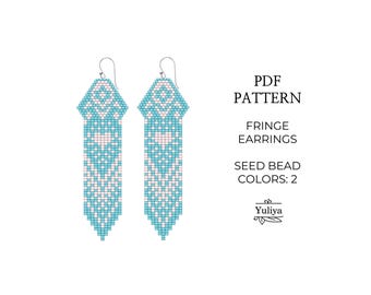 Brick Stitch Earrings Pattern PDF Fringe Seed Bead Design Star of David Fringe Style for Delica Beads Handmade Romantic Boho Jewelry DIY