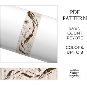 Abstract Floral Peyote Bracelet Pattern PDF Narrow Even Count Design for Delica Beads Simple Seed Bead Stitch Chart Handmade Jewelry DIY
