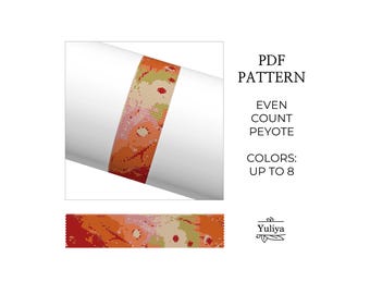 Abstract Peyote Bracelet Pattern, Floral Peyote, Beaded Bracelet Pattern, Simple Peyote, Narrow Peyote bracelet, Abstract Design Peyote