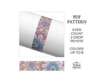 Two Drop Peyote Bracelet Pattern, Abstract Design, Beaded Bracelet Pattern, Peyote Beadwork, Seed Bead Pattern,Even Count, Peyote bracelet
