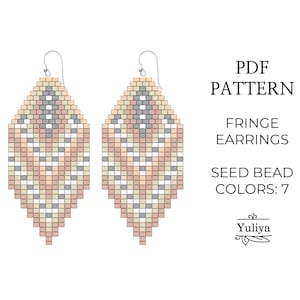 Fringe earrings pattern, Brick stitch patterns, Romantic earrings pattern, Seed bead pattern, Delica pattern,Beaded pattern, Native earrings
